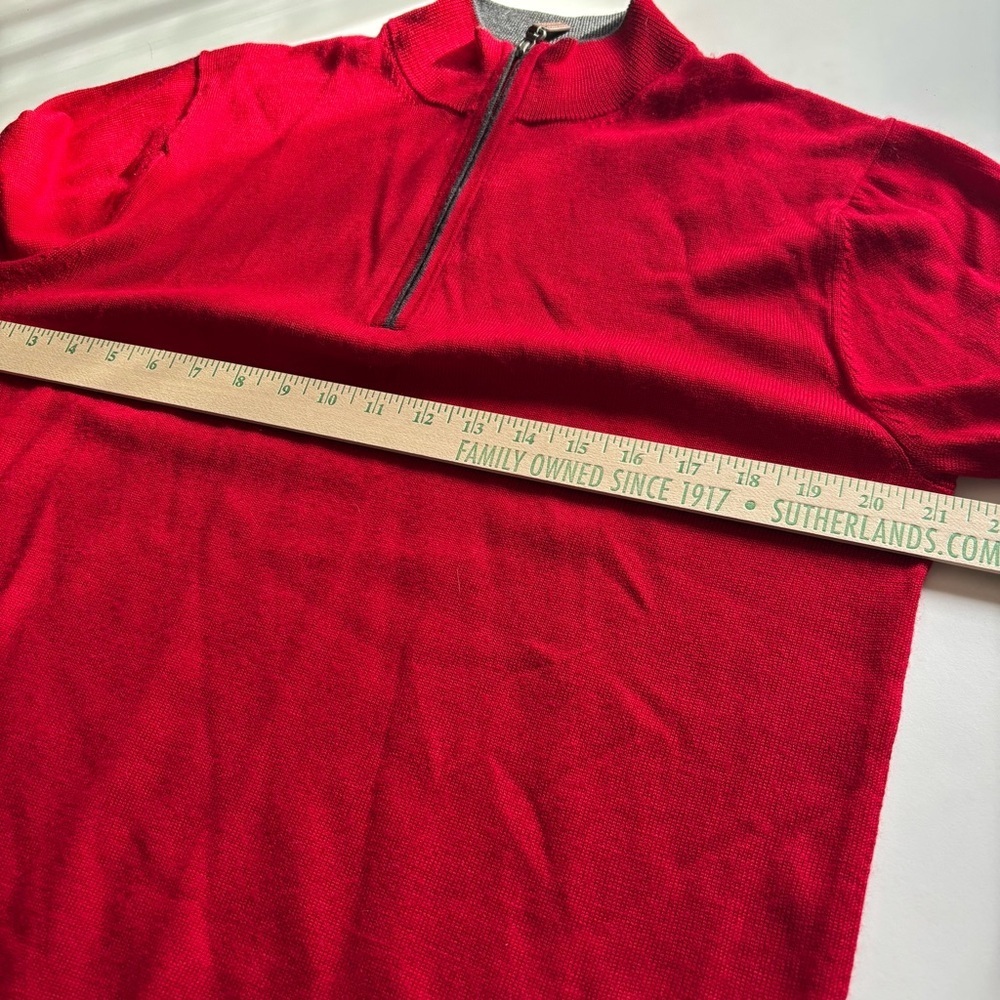 Hart Schaffner Marx Quarter-Zip Sweater red Medium 100% merino wool - Picture 10 of 11